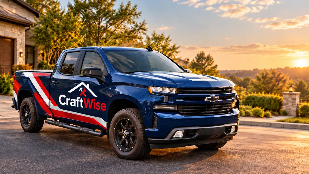 CraftWise branded Chevrolet Silverado truck parked in a residential setting